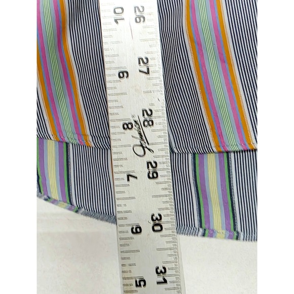 Alan Flusser Striped‎ Button Down Shirt Long Sleeve Cotton Colorful Mens L - Picture 6 of 8